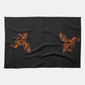 Vlamt Dragon op zwart Theedoek (Horizontaal)