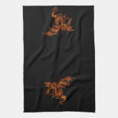 Vlamt Dragon op zwart Theedoek (Verticaal)