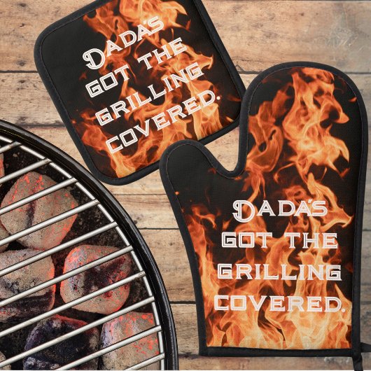 Vlamvertragende BBQ-pantser voor papa Ovenwant & Pannenlap Set