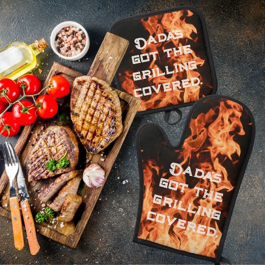 Vlamvertragende BBQ-pantser voor papa Ovenwant & Pannenlap Set