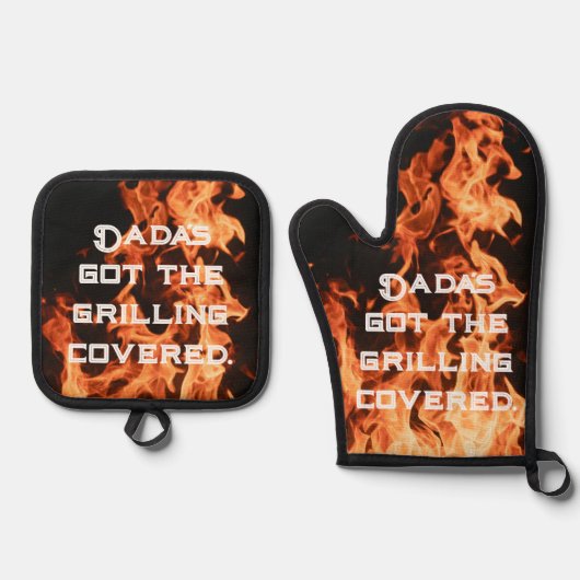 Vlamvertragende BBQ-pantser voor papa Ovenwant & Pannenlap Set (Voorkant)