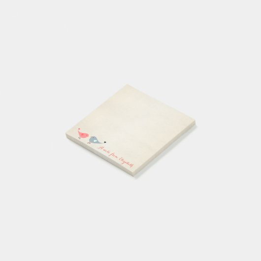 Vlamvogels in liefde en roodheid post-it® notes (Schuin)