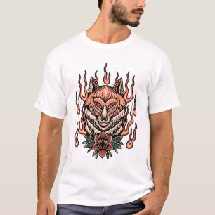 Vlamvos met tattoo van rozen t-shirt