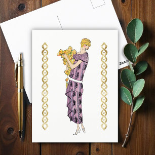 Vlamvrouw met bloem, briefkaart