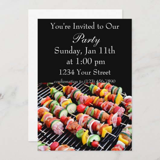 Vlamvuur scheert kebab-uitnodiging kaart (Voorkant / Achterkant)