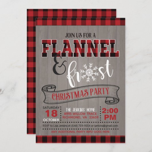 Vlannel en de Eerste Kerstdag Uitnodiging (Voorkant / Achterkant)