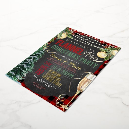 Vlannel en de Eerste Kerstdag van Fizz Folie Uitnodiging (Gedraaid)