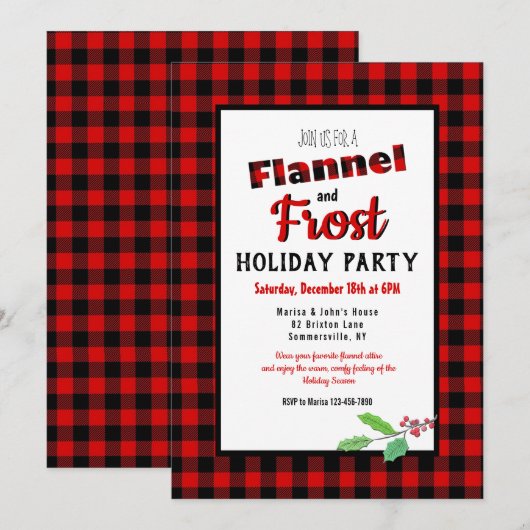 Vlannel en Frost Holiday Kaart (Voorkant / Achterkant)