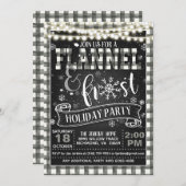 Vlannel en Frost Holiday Party Invitation Whit/L Kaart (Voorkant / Achterkant)