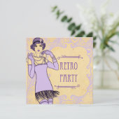Vlapper Girl Retro Party-uitnodigingen voor het zw Kaart (Staand voorkant)