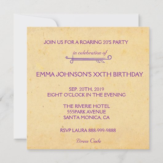 Vlapper Girl Retro Party-uitnodigingen voor het zw Kaart (Achterkant)