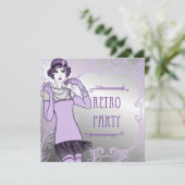 Vlapper Girl Retro Party-uitnodigingen voor het zw Kaart (Staand voorkant)