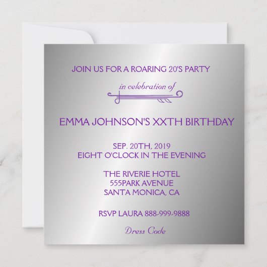 Vlapper Girl Retro Party-uitnodigingen voor het zw Kaart (Achterkant)