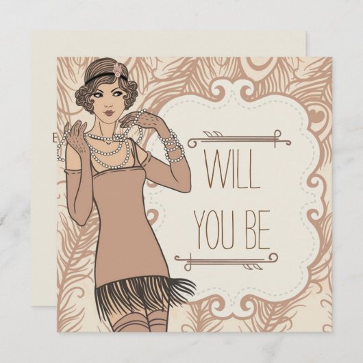 Vlapper Girl Retro Party-uitnodigingen voor het zw Kaart (Voorkant / Achterkant)