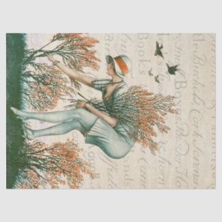 Vlapper meisje, bloemen verzamelen. tissuepapier