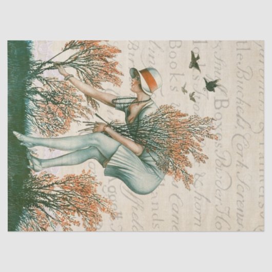 Vlapper meisje, bloemen verzamelen. tissuepapier (Voorkant)