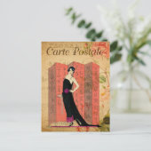  Vlapper Vrouw in het zwart Ventilator Frans Briefkaart (Staand voorkant)