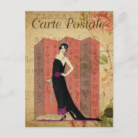  Vlapper Vrouw in het zwart Ventilator Frans Briefkaart (Voorkant)