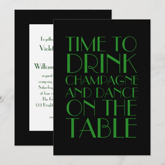 Vlapper Wedding Invitation 1920 Kaart (Voorkant / Achterkant)