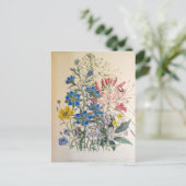 vlas en zuiver botanische illustratie briefkaart (Staand voorkant)