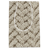 Vlecht Draad Brei Textuur – Warm Beige (2) Medium Cadeauzakje (Voorkant)