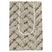 Vlecht Draad Brei Textuur – Warm Beige (2) Medium Cadeauzakje (Achterkant)