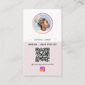 Vlecht haar 6 foto feed grid social media QR-code Visitekaartje (Voorkant)
