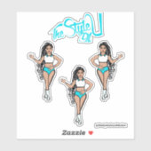 Vlecht Majorette / Danser Stickers Aqua (Vel)