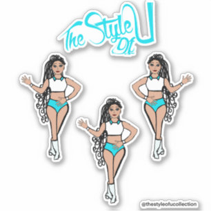 Vlecht Majorette / Danser Stickers Aqua