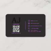 Vlecht QR-code visitekaartje paars zwart (Achterkant)