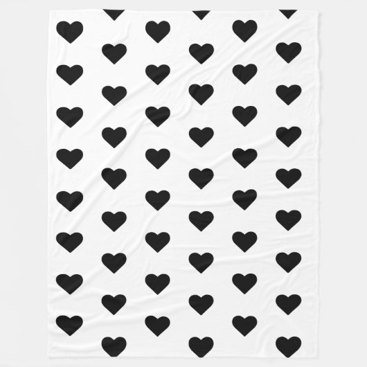 Vlechtbladerzwart hart op wit fleece deken (Voorkant)