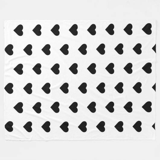 Vlechtbladerzwart hart op wit fleece deken (Voorkant (Horizontaal))
