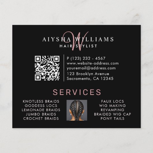 Vlechten Fotocollage Haarstylist Flyer (Achterkant)