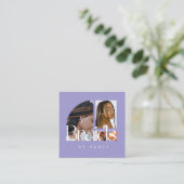 Vlechten Fotocollage Lila Vierkante Visitekaartje (Staand voorkant)