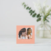 Vlechten Fotocollage Perzik Vierkante Visitekaartje (Staand voorkant)