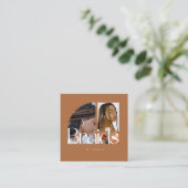 Vlechten Fotocollage Terracotta Vierkante Visitekaartje (Staand voorkant)