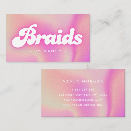 Vlechten Groovy Retro Pink Visitekaartje (Voorkant / Achterkant)