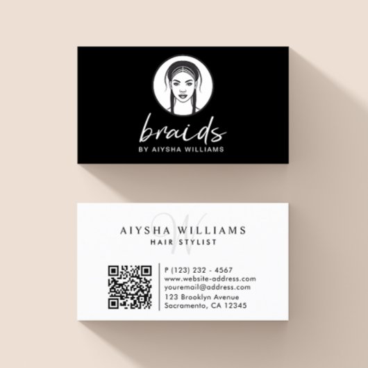 Vlechten Haar Stylist Modern Minimaal Visitekaartje