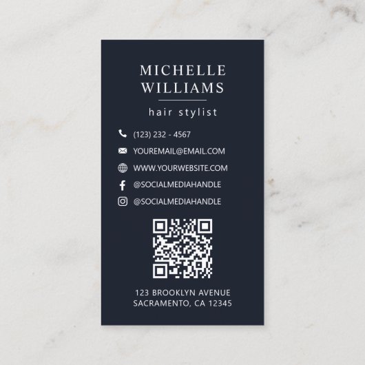 Vlechten Haar Stylist Moderne QR Code Visitekaartje (Achterkant)