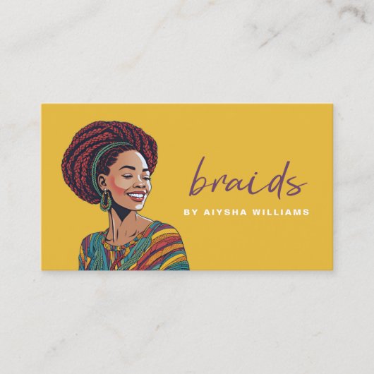Vlechten Haar Stylist Moderne Retro Visitekaartje (Voorkant)