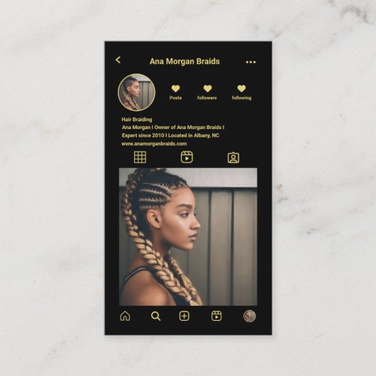 Vlechten instagram profiel foto raster qr code visitekaartje (Voorkant)