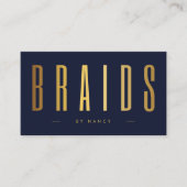 Vlechten QR-code & Logo Navy en goud Visitekaartje (Voorkant)