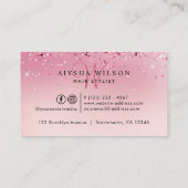 Vlechten Roos Goud & Roze Monogram Visitekaartje (Achterkant)