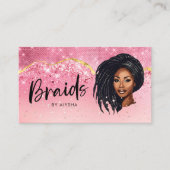 Vlechten Roos Goud & Roze Monogram Visitekaartje (Voorkant)