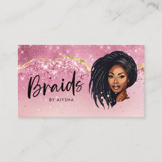 Vlechten Roos Goud & Roze Monogram Visitekaartje (Voorkant)