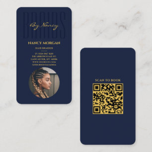 Vlechten Typografie Qr Code Foto Marineblauw En Go Visitekaartje