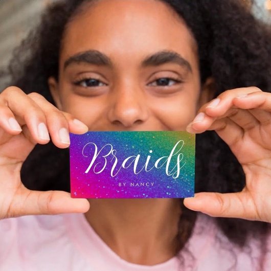 Vlechten Typografie Regenboog Glitters Glans Visitekaartje