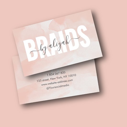 Vlechten Typografie Waterverf Blush Pink Visitekaartje