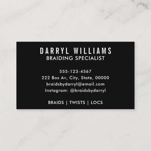 Vlechten Vlechten Braider Foto Afro Hair Stylist Visitekaartje (Achterkant)