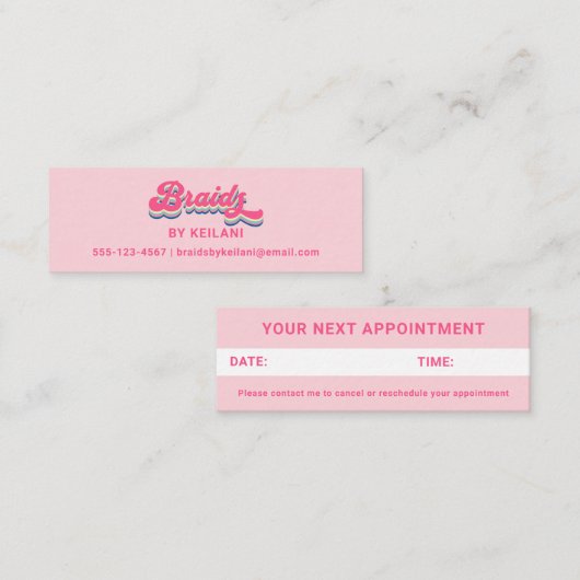 Vlechten Vlechten Braider Groovy Retro Afspraak Mini Visitekaartje (Voorkant / Achterkant)